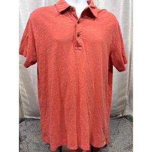 Grayers Clothiers Mens Coral Orange Slub Cotton Short Sleeve Polo Shirt Large